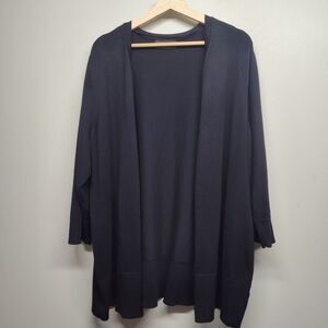Lane Bryant Knit Cardigan Sweater Women Size 22/24 Black 3/4 Sleeve Open Casual